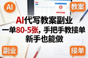 AI代写教案副业,一单80-5张,手把手教接单,新手也能做-天风资源网