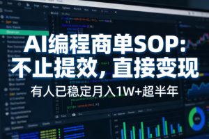 AI编程商单SOP，AI编程不能只给工作提效，还要直接变现，有人已经稳定月入1W+半年了-天风资源网
