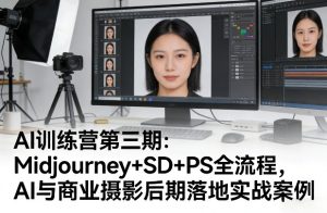 AI训练营第三期：Midjourney+SD+PS全流程，AI与商业摄影后期落地实战案例-天风资源网
