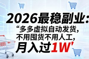 2026最稳副业:多多虚拟自动发货,不用囤货不用人工,月入过1W【揭秘】-天风资源网