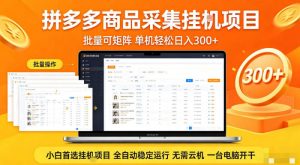 拼多多商品信息全自动采集项目,批量可矩阵,单机轻松日入300+,无需云机一台电脑开干【揭秘】-天风资源网