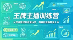 抖音王牌主播训练营，从思维搭建到流量运营，零基础也能快速上手-天风资源网