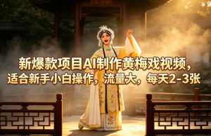 新爆款项目AI制作黄梅戏视频，适合新手小白操作，流量大，每天2-3张-天风资源网