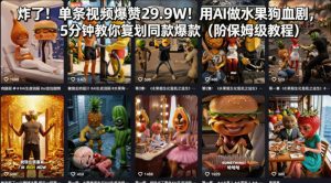 炸了！单条视频爆赞29.9W！用AI做水果狗血剧，5分钟教你复刻同款爆款（附保姆级教程）-天风资源网