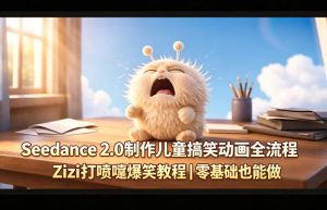 Seedance 2.0制作儿童搞笑动画全流程Zizi打喷嚏爆笑教程｜零基础也能做-天风资源网