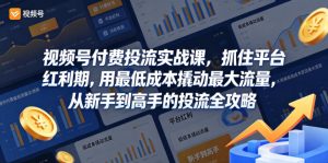 视频号付费投流实战课，抓住平台红利期，用最低成本撬动最大流量，从新手到高手的投流全攻略-天风资源网
