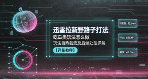 迅雷拉新野路子打法,吃瓜类玩法怎么做,玩法自热截流及后端处理详解-天风资源网