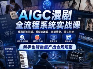 AIGC漫剧全流程系统实战课,爆款剧本挖掘、番茄文改编、高清修复、镜头衔接,新手也能批量产出合规短剧-天风资源网