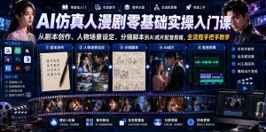 AI仿真人漫剧零基础实操入门课,从剧本创作、人物场景设定、分镜脚本到AI成片配音剪辑,全流程手把手教学-天风资源网