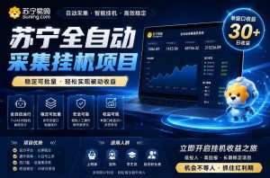 苏宁全自动采集挂G项目,稳定可批量,单窗口收益30+,可矩阵放大收益【揭秘】-天风资源网