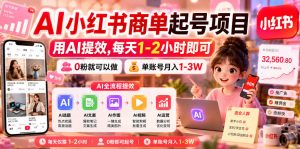AI小红书商单起号项目,用AI提效,每天1-2小时即可,0粉就可以做,单账号月入1-3W-天风资源网