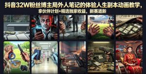 抖音32W粉丝博主局外人笔记的体验人生副本动画教学,拿伙伴计划+精选独家收益,新赛道新涨粉快【录制版】-天风资源网