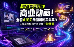 零基础也能做商业动画!全套AIGC动画漫剧实战教程,从底层逻辑到广告成片一键精通-天风资源网