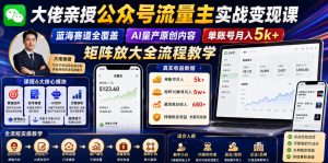 大佬亲授公众号流量主实战变现课,蓝海赛道全覆盖,AI量产原创内容,单账号月入5k+矩阵放大全流程教学-天风资源网