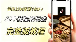 用ai做中药视频,涨粉35.8W,分成计划+橱窗累计变现10W+-天风资源网