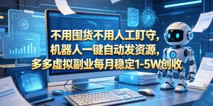 不用囤货不用人工盯守，机器人一键自动发资源，多多虚拟副业每月稳定1-5W创收【揭秘】-天风资源网