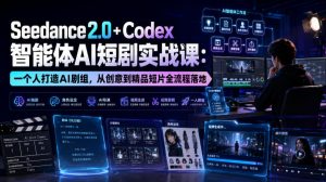 Seedance2.0+Codex智能体AI短剧实战课:一个人打造AI剧组,从创意到精品短片全流程-天风资源网