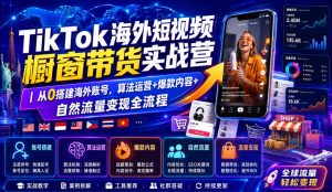 TikTok海外短视频橱窗带货实战营｜从0搭建海外账号，算法运营+爆款内容+自然流量变现全流程-天风资源网