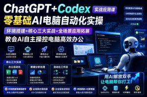 ChatGPT+Codex实战应用课｜零基础AI电脑自动化实操，环境搭建+核心三大实战+全场景应用拓展，教会AI自主操控电脑高效办公-天风资源网