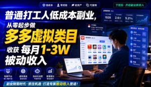 普通打工人低成本副业,从零起步做多多虚拟类目,收获每月1-3W被动收入【揭秘】-天风资源网