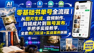 零基础书单号全流程|从图片生成、音频制作、剪辑成片到账号发布,手把手实操教学,全套热门玩法+实战案例拆解-天风资源网