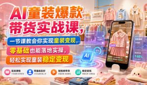 AI童装爆款带货实战课,一节课教会你实现童装变现,零基础也能落地实操-天风资源网