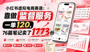 小红书虚拟电商赛道:靠做监督服务,一单120,76篇笔记卖了1773份-天风资源网