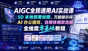 AIGC全民通用AI实战课|SD本地部署绘图、万能提示词、AI办公提效、自媒体爆款选题全维度零基础教程-天风资源网